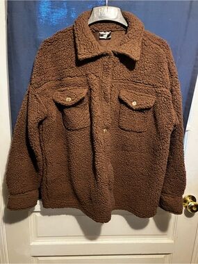 32 Degrees Brown Sherpa Shacket Jacket M/L